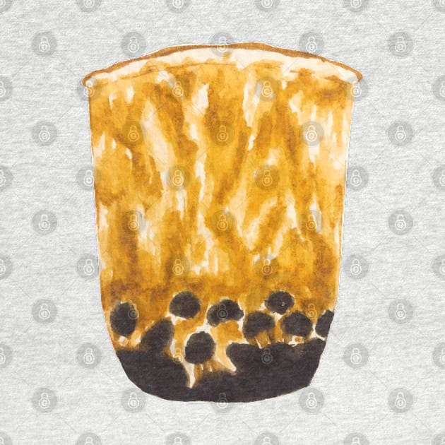 Brown Sugar Bubble/Boba Tea Watercolour Food Illustration by toffany's